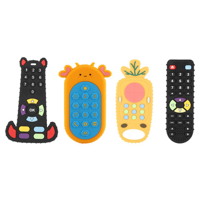 Baby Teething  Remote Control Teething  Silicone Soft Teeth Grinding Cartoon Baby Teether Chew Toy for Toddlers Boys Girls