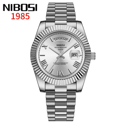 NIBOSI Brand Original Stainless Steel Quartz Watches For Men Luxury Date Display Luminous Fashion Men's Watch relogios masculino
