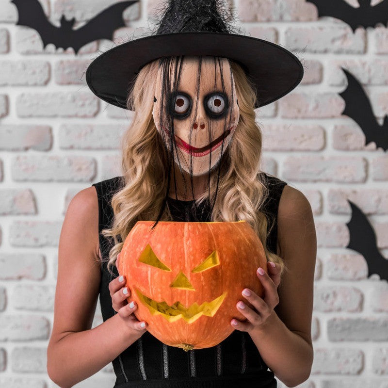 Funny Scary Halloween Mask Exaggerated Monster Face Mask Long Hair Spooky Cosplay Costume Accessory for Adults Party Deco Gift