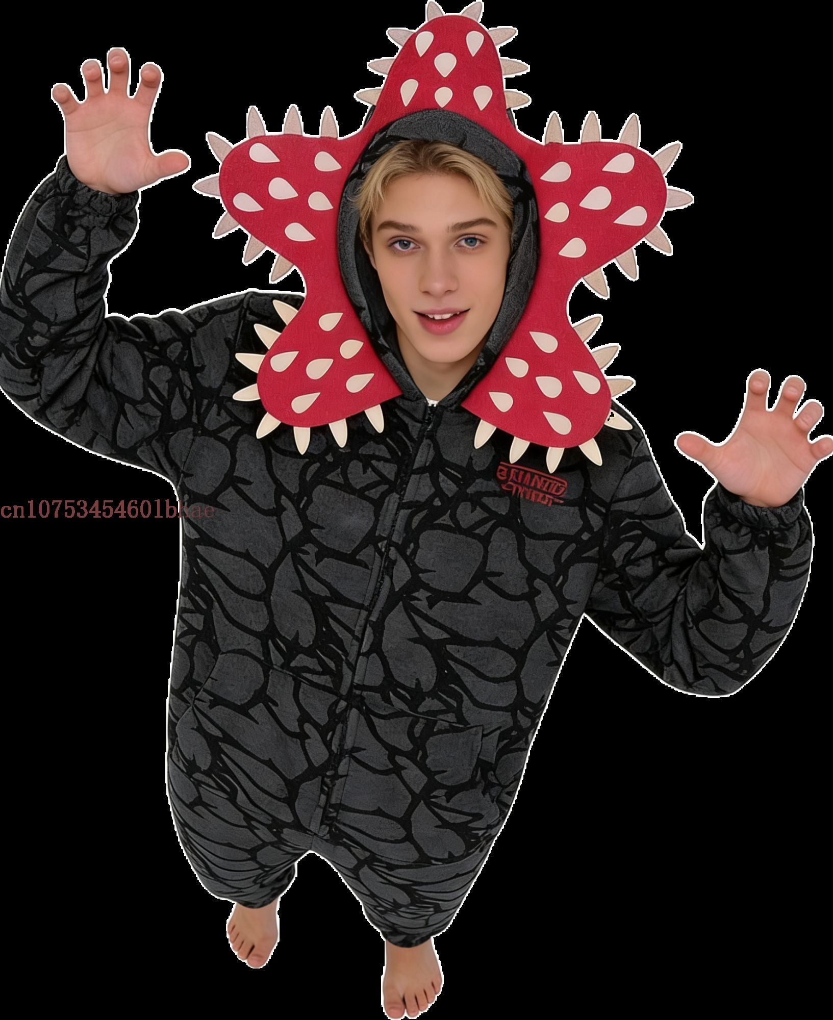 Adult Kids Cannibal Flower Demogorgon Onesie Cosplay Costume Boys Girls Winter Thicken Flannel Fabric Pajamas Halloween Suit