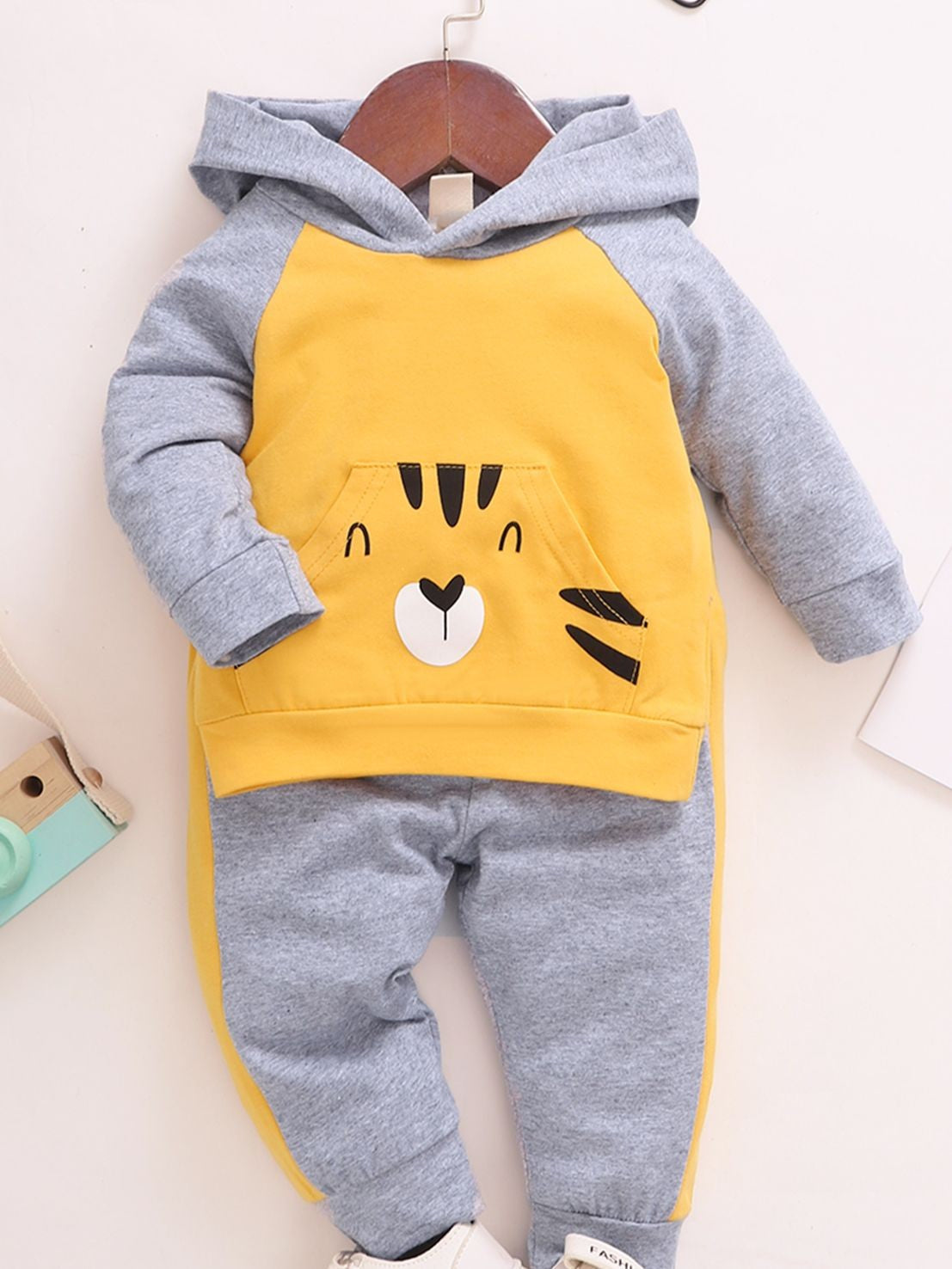 3-24 Months Toddler Baby Boy&Girl Clothes Set Cartoon Tiger Long Sleeve Hoodie Shirt + Pants Autumn Winter 2PCS Outfit Suit