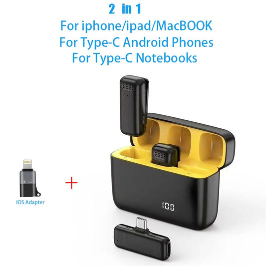 Microfone de Lapela com Estojo de Carregamento Mini Microfone Sem Fio para Celular Android IOS com Função de Cancelamento de Ruído para Gravar Vídeos