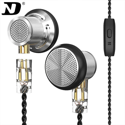 Fone de ouvido ND DTS de cabeça chata, grau audiófilo, HIFI de alta qualidade para computador e celular, orifício redondo, semi-intra-auricular com fio