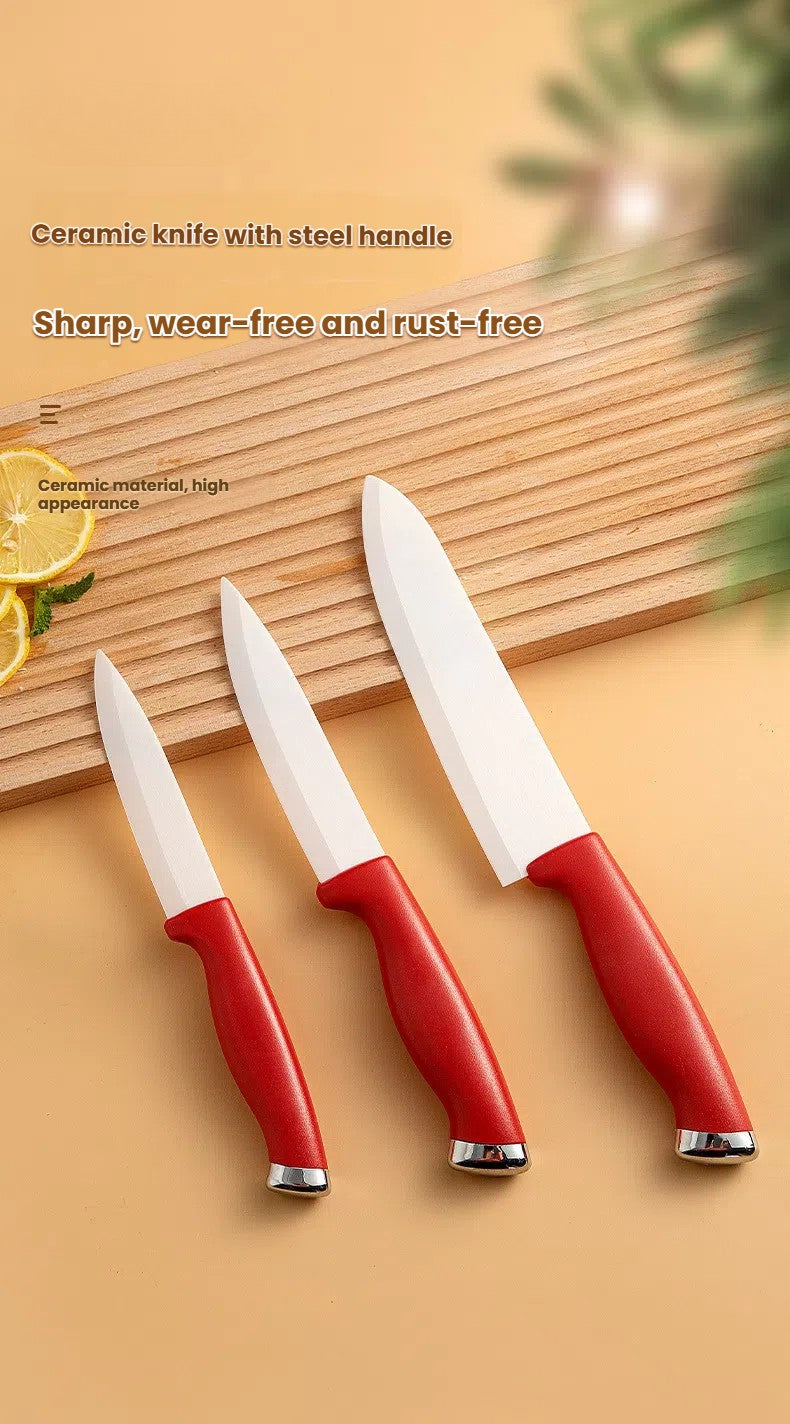 Faca de Cerâmica 4 5 6 Polegadas Conjunto de Facas de Cozinha Lâmina Branca Chef Utilitária Descascar Vegetais Fatiar Facas de Cerâmica Acessórios de Cozinha