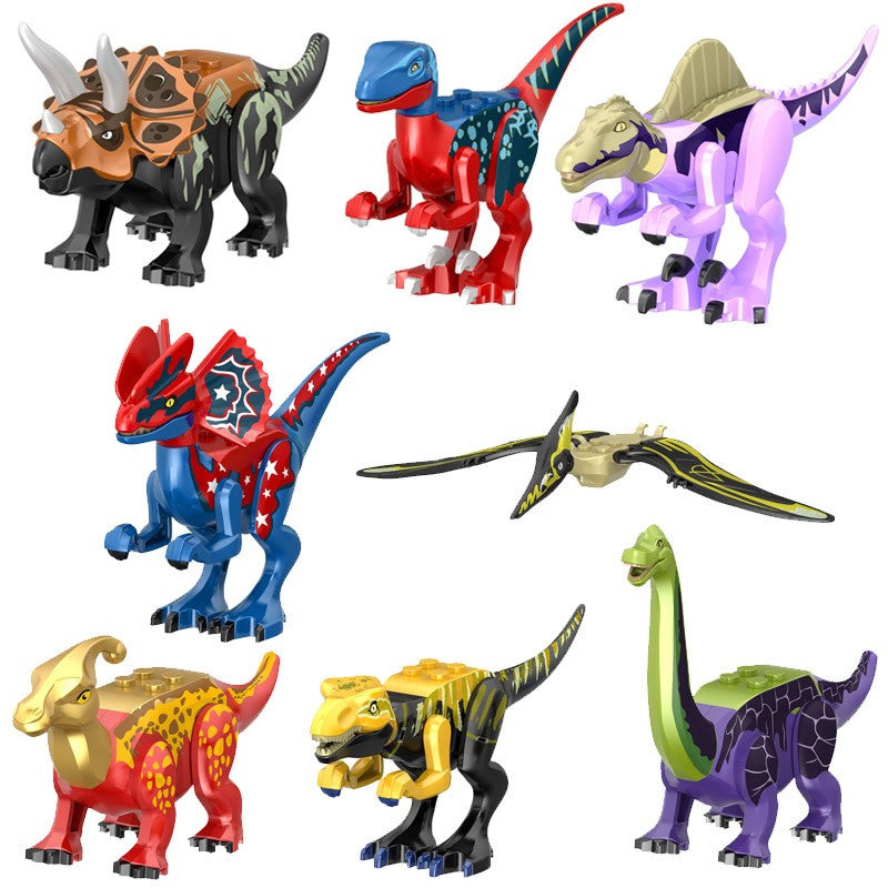 Dinosaur Jurassic Set World Park 3 Model Building Blocks White T Indominus Rex Dino Breakout 8pcs Mosasaurus Velociraptor Animal