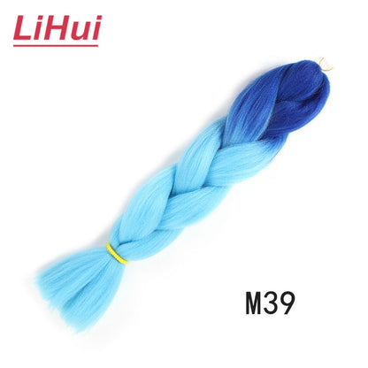 Cabelo Sintético Trança Jumbo 24 Polegadas Ombre Jumbo Extensão de Cabelo para Mulheres Tranças DIY Roxo Rosa Amarelo Cinza Lihu