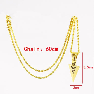 Men's Design Matte Black Long Necklace With Arrow Pendant Jewelry Chain Hip Hop Punk Rock Christmas Halloween Gift For Men Women