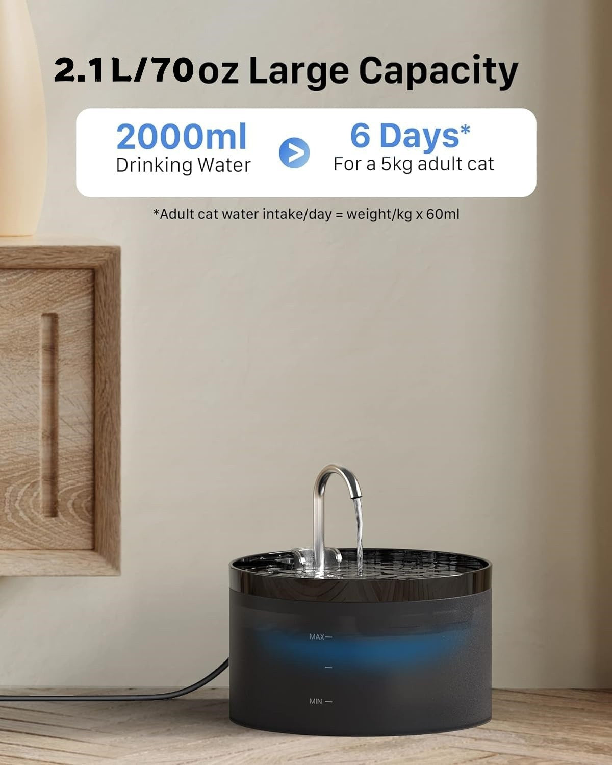 Bebedouro automático para animais de estimação 2,1L Bomba ultra silenciosa torneira para gatos adequado para cães e gatos com sensor USB elétrico