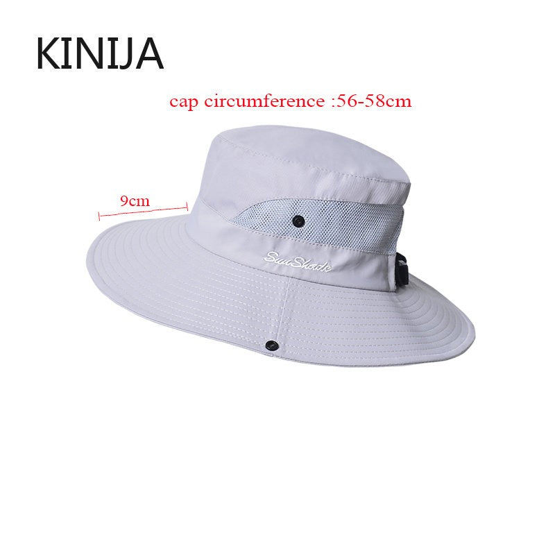 Women Ponytail Fisherman Hat Waterproof Sun Cap Pure Color Outdoor Travel Fishing Climbing Hiking Large Brim Bucket Hat undefine