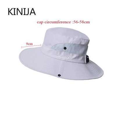 Women Ponytail Fisherman Hat Waterproof Sun Cap Pure Color Outdoor Travel Fishing Climbing Hiking Large Brim Bucket Hat undefine