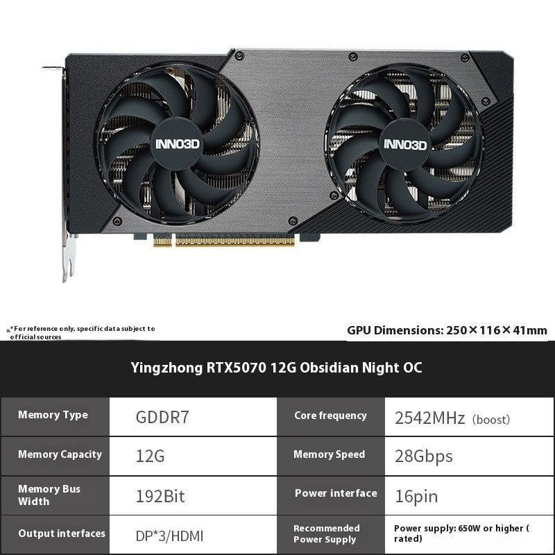 Placa de Vídeo Independente Inno3D RTX 5070 Ti 5070/5070Ti/16G 12G GDDR7 Gaming Esports para Computador de Mesa Montado