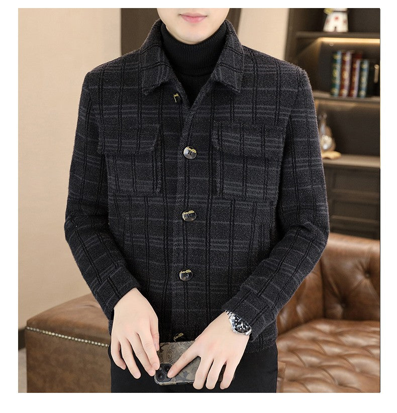 2023 Winter Plaid Woolen Jackets Men Fashion Slim Fit Thickened and Warm Trench Coat Casual Business Streetwear Overcoat M-4XL