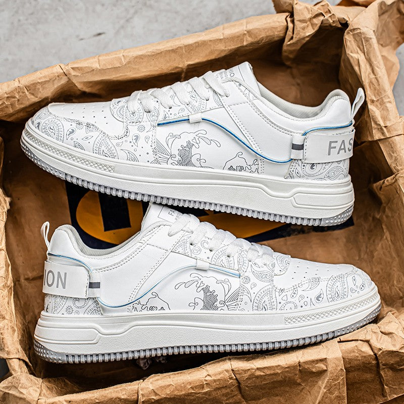 Mens Board Shoes Daily Street Trendy  Comfortable Flat Tennis Shoes Lightweight Thick Soled Casual Sneakers for Men