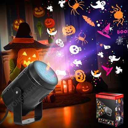 Pumpkin/Snowflake Projector Lights Outdoor/Indoor USB Rotating Pumpkin Ghost Ambient Light Halloween Christmas Festive Decor