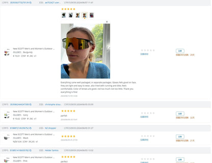 Men's and women's outdoor sports cycling glasses, UV400 protection, cycling, driving, travel sunglasses in 7 colors