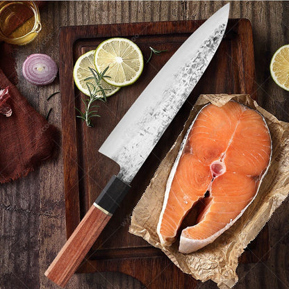 WXCOO Forged Hammer Pattern Japanese Santoku Knife Meat Cleaver Professional Chef Knife Kitchen Vegetable Fruit Slicing Knife