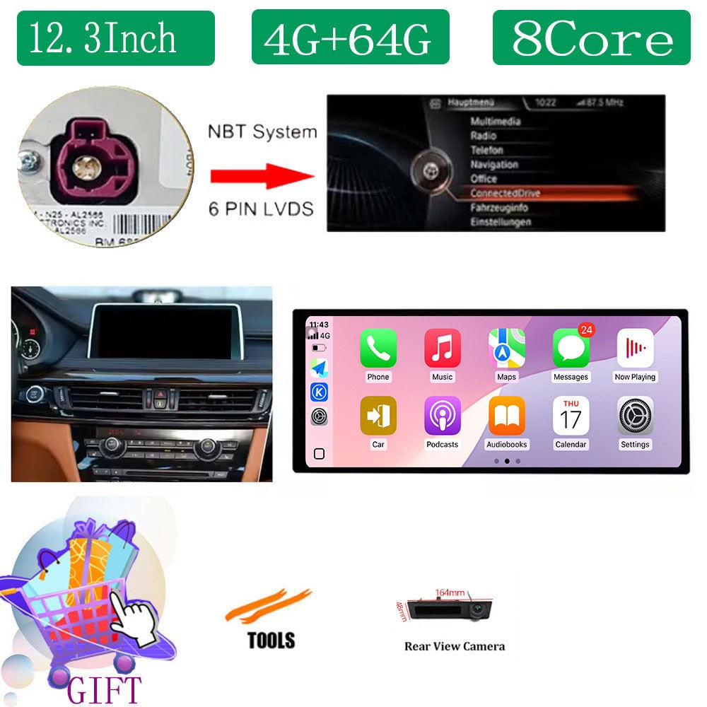 Para BMW X5 F15 X6 F16 2014 - 2018 Sistema NBT/EVO Rádio Automotivo Multimídia Player Android 14 GPS Navegação 4G BT Carplay Auto Ferramentas