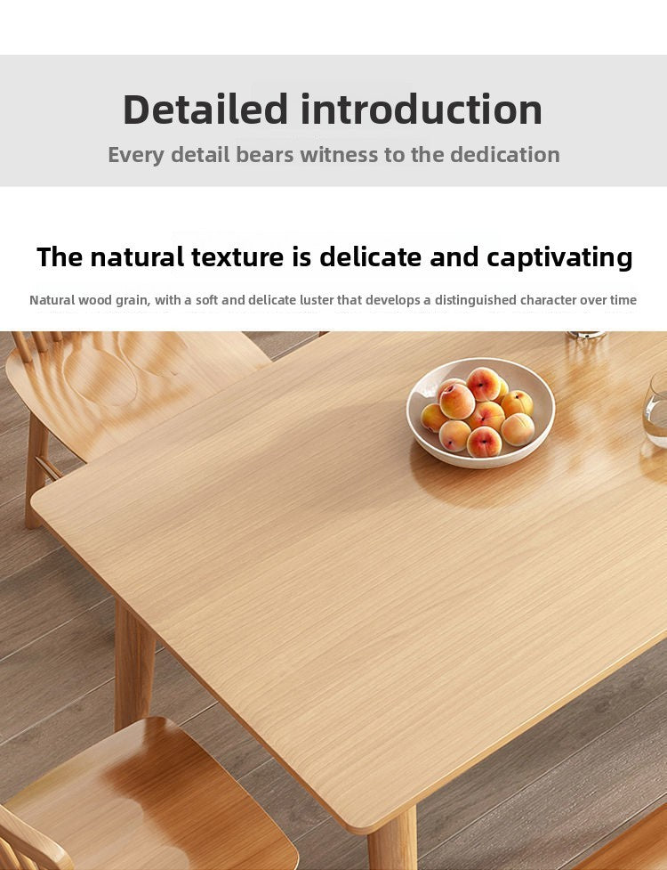 Nordic Solid Wood Dining Table And Chairs 4 Piece Set Modern Minimalist Rectangular Compact Space Saving Kitchen Dining Room