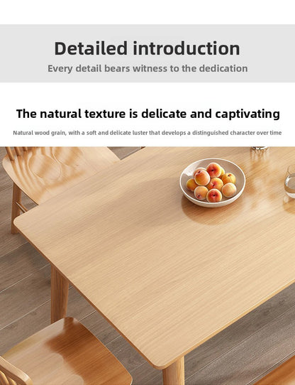 Nordic Solid Wood Dining Table And Chairs 4 Piece Set Modern Minimalist Rectangular Compact Space Saving Kitchen Dining Room