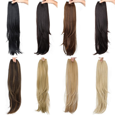 22Inch Synthetic V-Shape Long Straight Hair Extension Layered Hairpiece Natural Invisible Everyday Wear for Women Daily Party