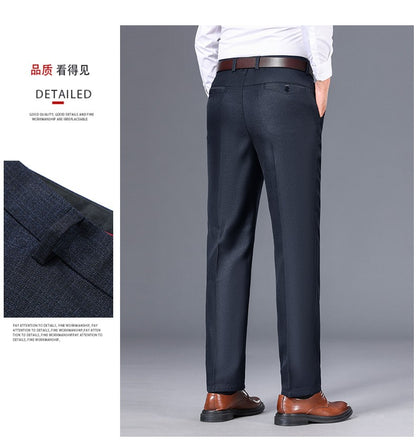 Top Quality 100% Cotton New Brand Casual Fashion Business Straight Long Dress Pants High Waist Trousers Men's Clothing