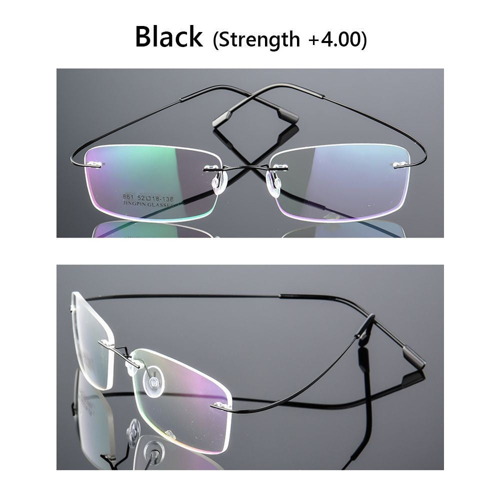 Ultralight TR90 Memory Titanium Rimless Reading Glasses Men&Women Presbyopic Eyeglasses +1.0 +1.5 +2.0 to+3.5 +4.0