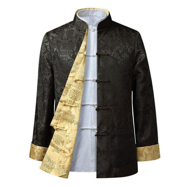 Chinese Style Traditional Clothing Tang Suit Coat Retro Long Sleeved Stand Collar Reversible Keep Warm Vintage Chinese Shirt