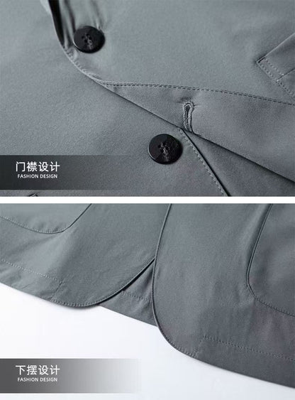 2025 Spring and Summer New Men's Casual Suit Light and Thin Elastic Middle aged Anti Wrinkle and Non Ironing Suit Coat Sunscreen