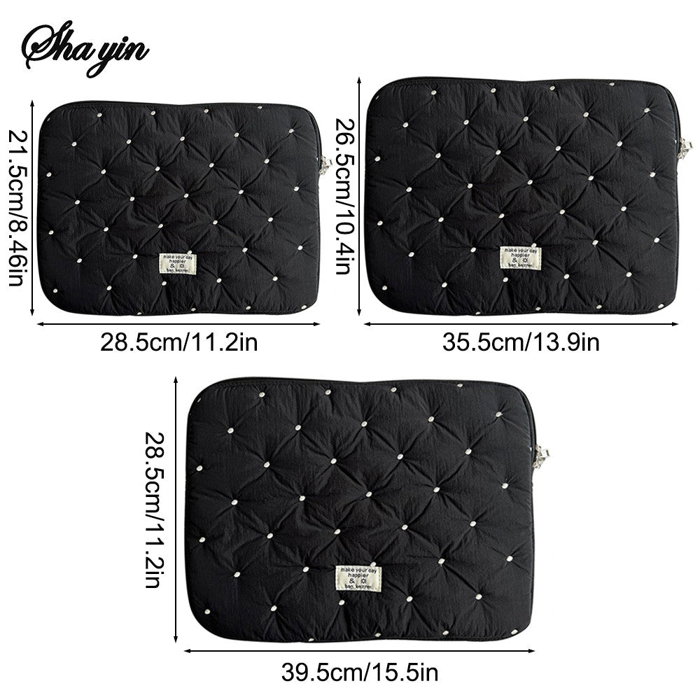 Laptop Sleeve Tablet Case 11 13 15 Inch, Embroidered Dot Pattern Padded Inner Bag for iPad MacBook, Notebook Protective Cover