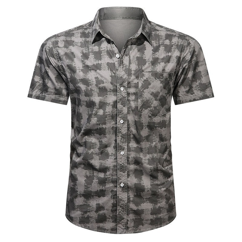 Summer Men Short Sleeve Cargo Breathable Shirt Men Casual Plaid Tactic Shirts Men Camouflage Outdoor Camp Hike Safari Work Shirt