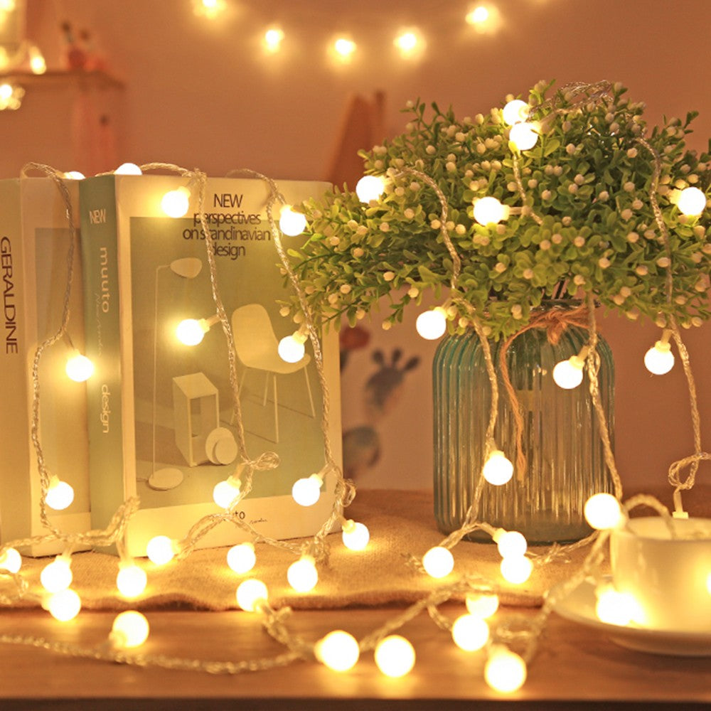 USB/Battery Powered LED Ball Wreath String Light Fairy Outdoor Light Birthday Wedding Home Festival Party Camping Light Decorati