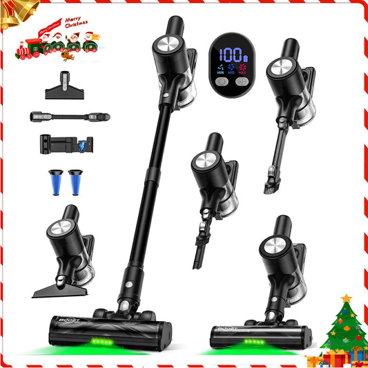 Aspirador de Pó Sem Fio, 50Kpa/55Mins Aspiradores de Pó para Casa, Aspirador Vertical Antiemaranhamento com Autossuporte, Carregamento com Suporte de Parede