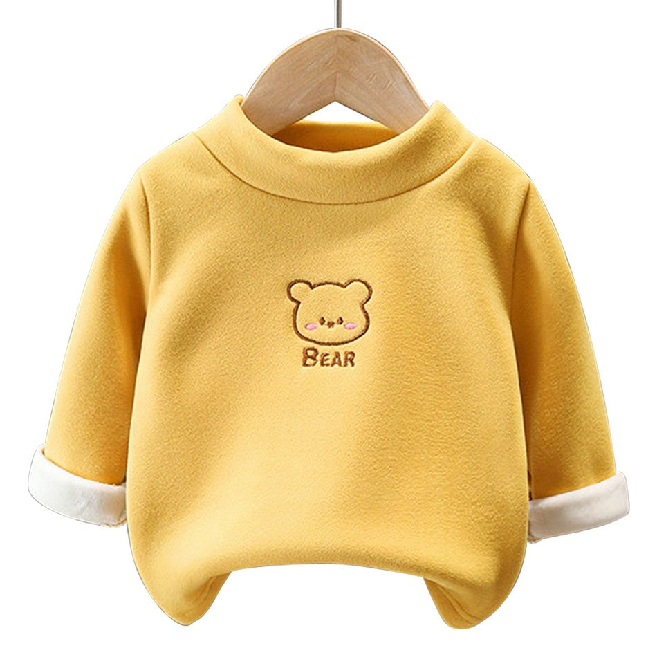Warm and Cozy Unisex Children Fleece-Lined Base Layer Animal Sweatshirt Tops for Autumn and Winter Girls Cute Outerwear Clothes