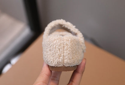 Children Fur Shoes 2024 Winter Kids Warm Plush Shoes For Girl Flat Loafers Moccasins Girls Casual Shoes Khaki, Beige