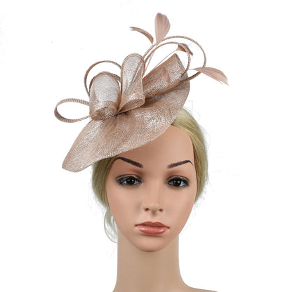 Chapéu Fascinator Feminino Pillbox Kentucky com Pena Derby Sinamay Fascinator Tiara Chapéu Fascinator para Chá para Coquetel