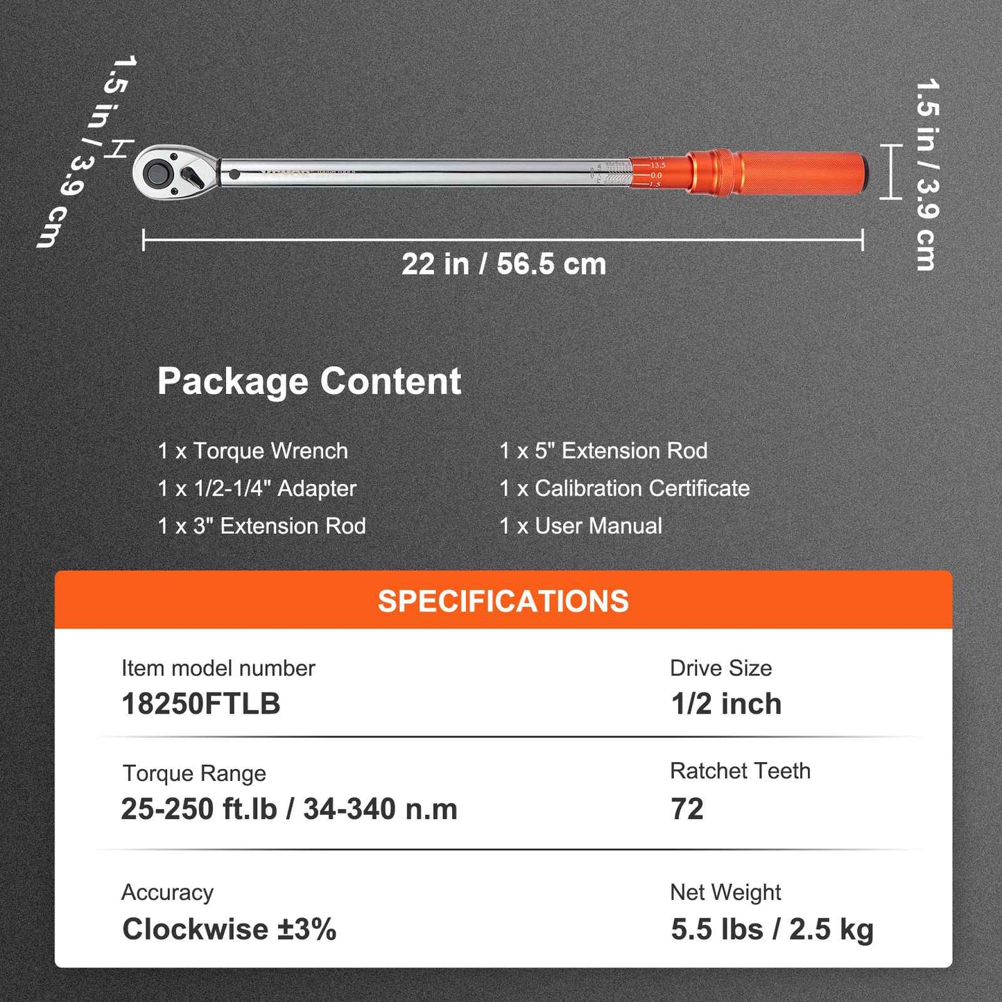 SucceBuy Jogo de Chave de Torque Mecânica de 1/2" 1/4" 3/8" Ferramentas Manuais de Ponteiro de Precisão Chave de Torque Ferramenta de Reparo de Carro para Oficina