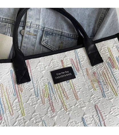 Large Capacity Canvas Bag Versatile Bag Women's Fashion Portable Shoulder Commuter Tote Bag Ethnic Style