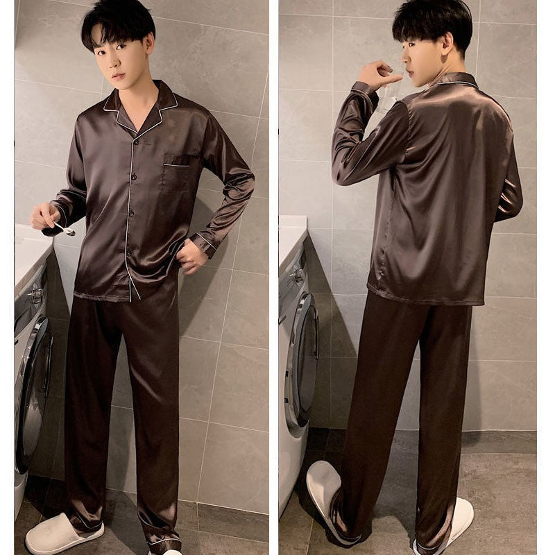 Men Pajamas Set Winter Sleepwear For Man Shirt Long Sleeve Pijama Male Silk Satin Sleeping Home Night Wear Big Size Loungewear