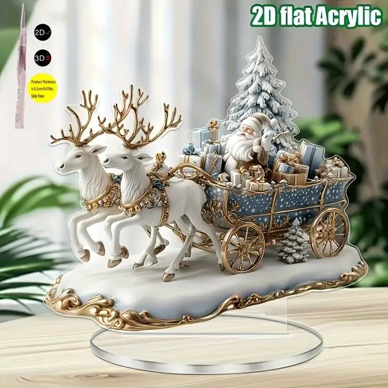 1PCS Santa Claus And Reindeer Sled Desktop Decoration Christmas Decoration Animal Themed Living Room Decora Holiday Party Gifts
