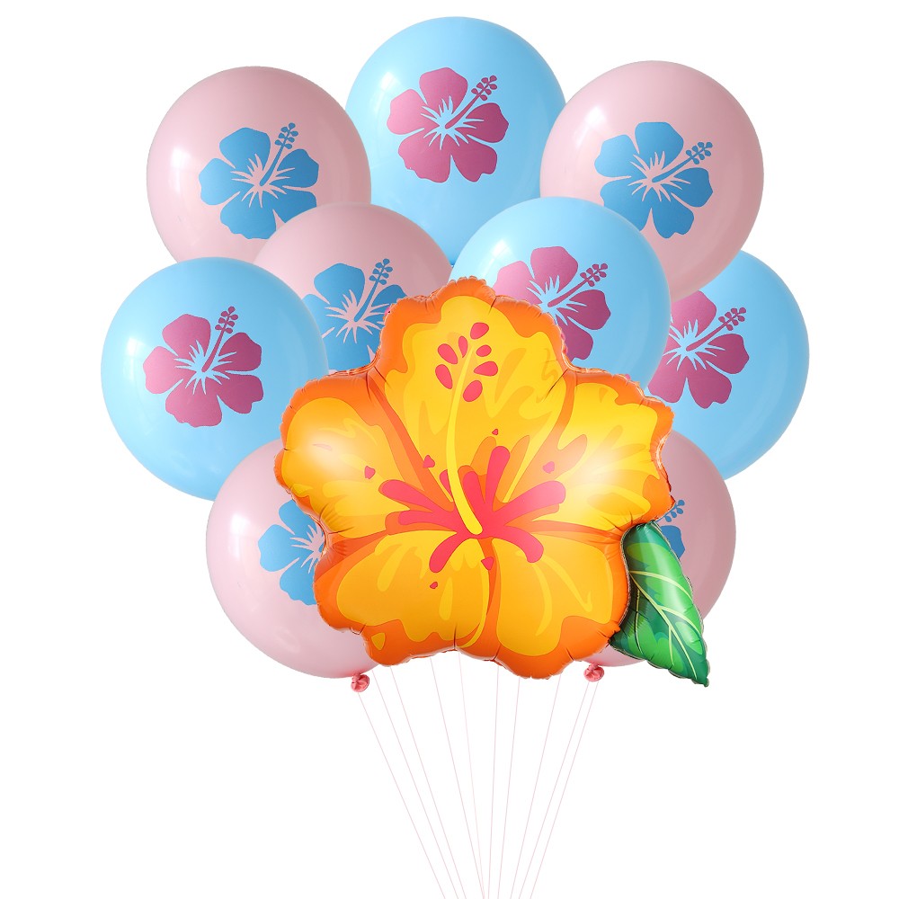 Hibiscus Foil Balloon Set Hot Pink Yellow Purple Hibiscus Balloon Summer Tropical Birthday Hawaii Baby Shower Party Decoration