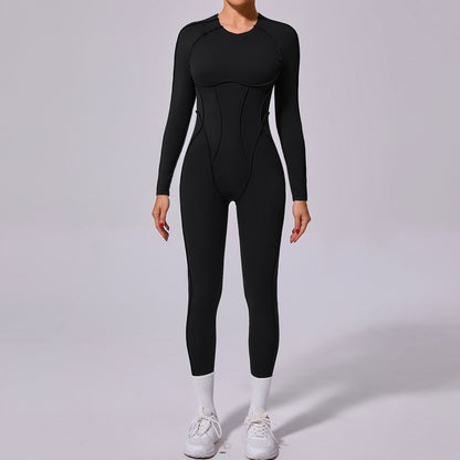 One-piece Yoga Jumpsuit Women Long Sleeved Set Quick Drying Yoga suit Gym Training Suit  Sportswear Bodysuits Women Fitness Set