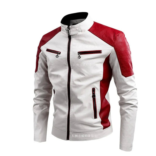 Men Slim Stand Collar Moto Leather Jackets Fit PU Leather Coats High Quality Male Fashion  Autumn Casual Leather Jackets 5XL
