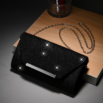 Luxury Envelope Evening clutch Bag New Bright Grain Wrinkle Textured Long Hardware shoulder bag Wedding Handbag for wedding bag