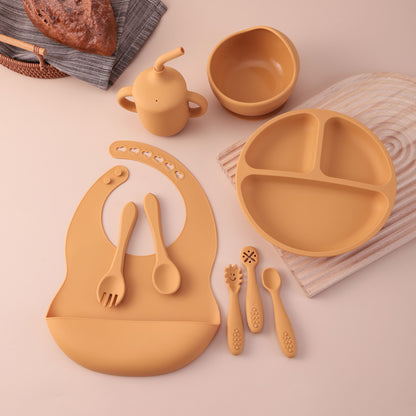 9PCS Silicone Baby Feeding Set Suction Dishes Plates Bowl Bib Sippy Cup BPA Free Toddler Essentials Self Weaning Tableware ?