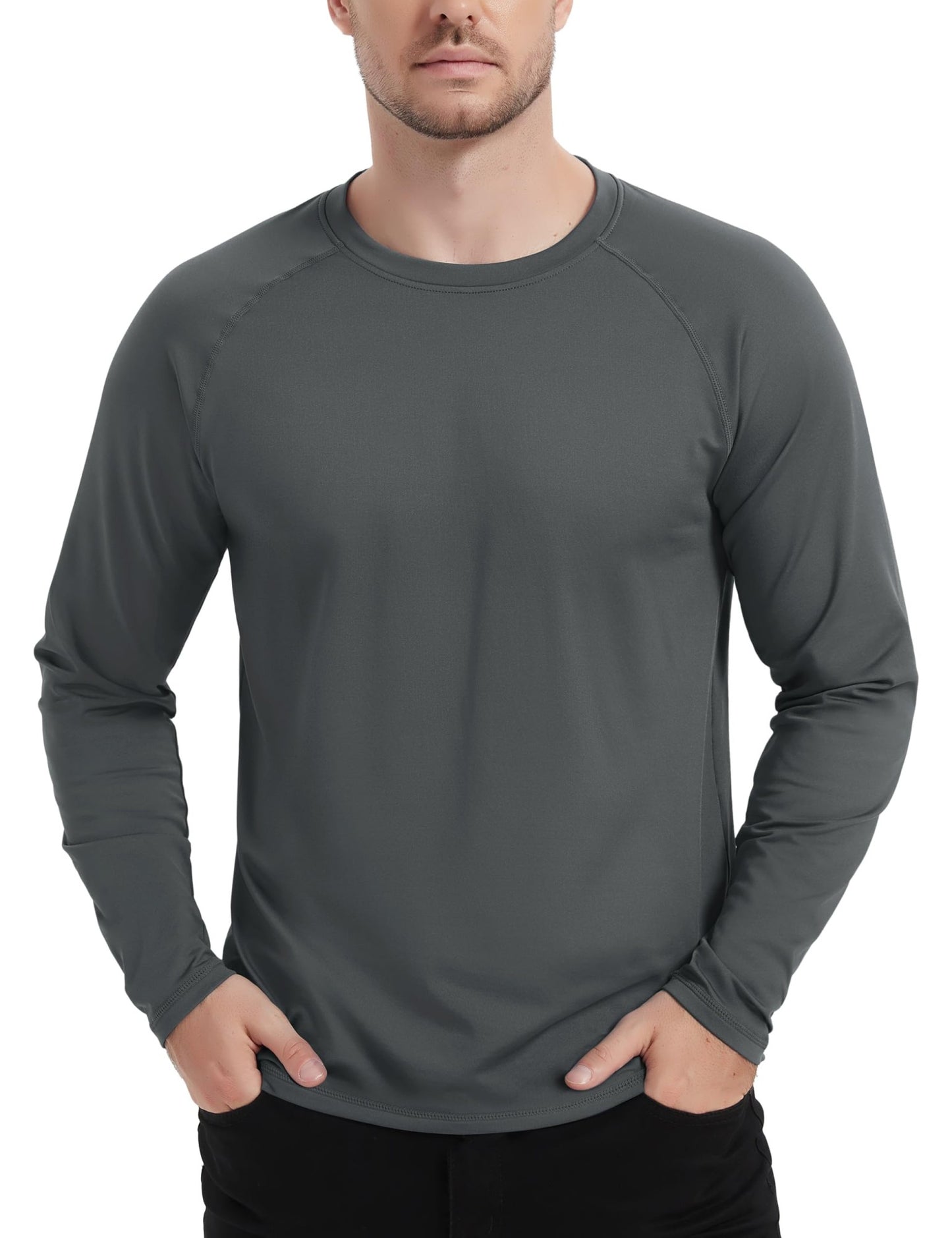 TACVASEN Fleece Lined T-shirts Mens Thermal Long Sleeve T Shirts Winter Autumn Athletic Workout Base Layer Pullover Tops Male