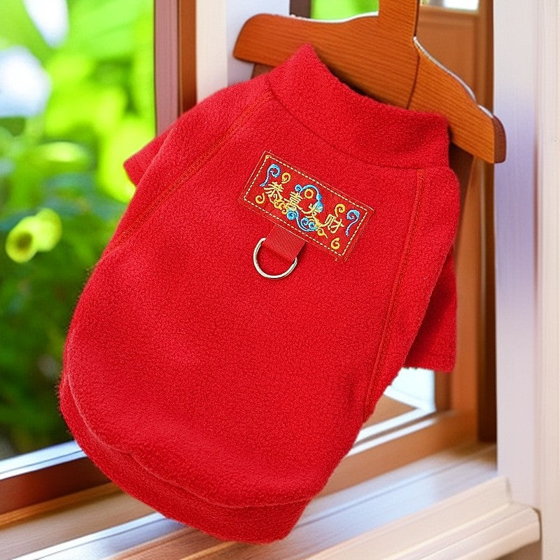 Moletom de Pelúcia Outono Inverno para Cães e Gatos, Casaco com Base de Pelúcia, Agasalho para Cachorros e Gatos, Pode Ser Puxado, Roupas de Ursinho de Pelúcia para Cães Pequenos