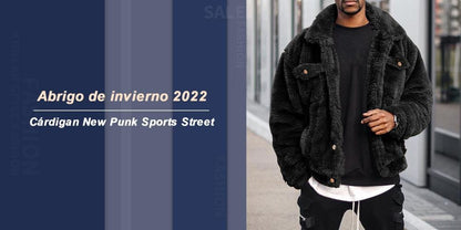 Thickened Velvet Men Jacket Plush Fluffy Hip-hop Style Jacket Leisure Men Coat Cozy Winter Jacket Thermal Chest Pockets Jackets