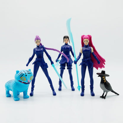 5 pçs/Conjunto Kpop Demon Hunters Figura Brinquedo PVC Modelo Desenho Animado Periféricos de Jogos Decoração de Mesa Coleção Boneca Para Presente Infantil