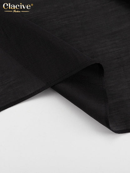 Clacive Fashion Loose Balck Women Skirt Casual High Waist Ankle Length Skirts El