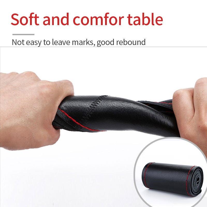 Capa de Volante SEAMETAL de Couro Genuíno com Agulhas e Linha, Trança DIY para Carro, Diâmetro 37-38cm